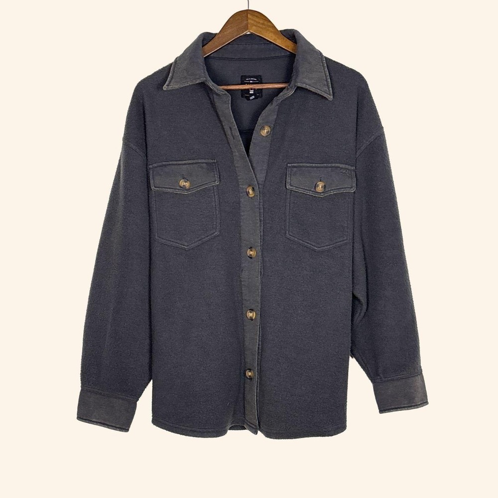 Billabong Black Washed Fleece Overshirt Shacket